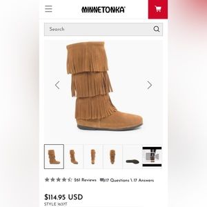 Minnetonka 3 fringe boot. Size 8 new in box.
